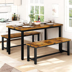 AWQM Table Bench, Pair of 2, Dining Bench, Thickened Steel Frame, Wood Bench, Industrial Style, for Kitchen and Dining Room, 12''Dx38.5''Wx17''H, Rustic Brown