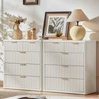 LEYAOYAO Fluted 5 Drawers Dresser for Bedroom, 34" Tall Modern Chest of Drawers with Metal Handle, Curved Profile Design,White Wood Drawer Organizer for Bedroom, Living Room, Hallway, Entryway