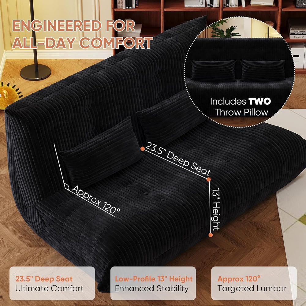 Bean Bag Chair with Pillow, Giant Flannal Memory Foam beanbags Lazy Sofa for ...