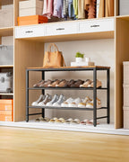 Kitsure Shoe Rack for Closet, Shoe Storage, 29.5" Wide - 3 Tier, Brown | Space-Saving Shoe Organizer with Leveling Feet, Sturdy & Rust-Proof Wooden Shoe Rack for Entryway, Bedroom, Living Room