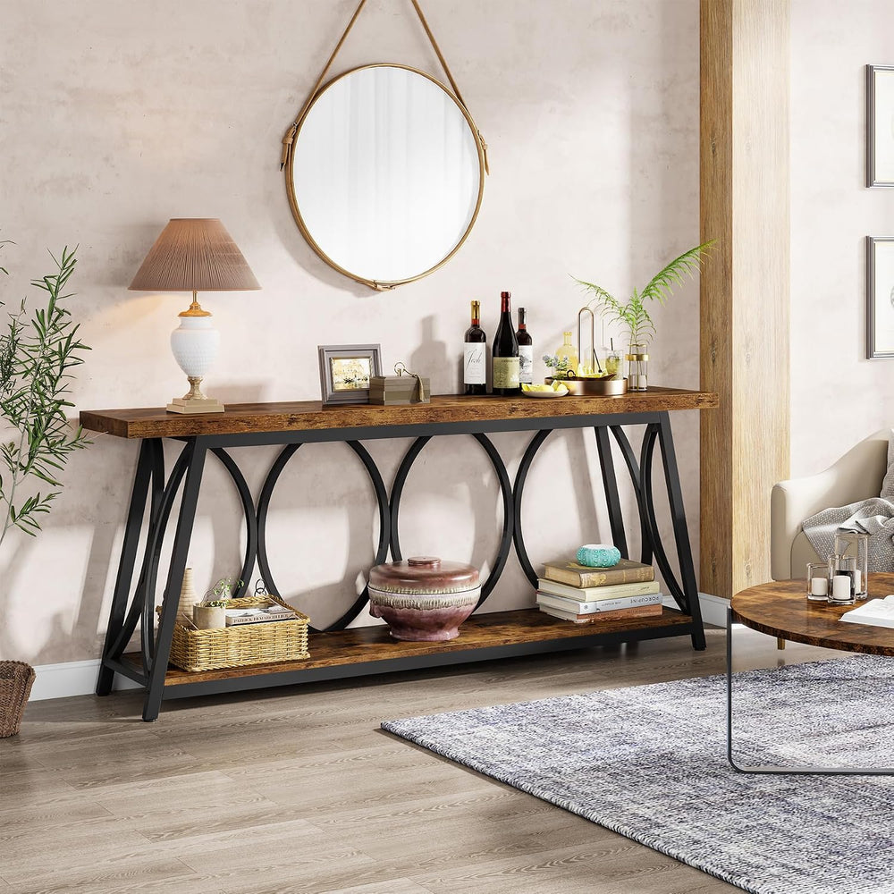 Tribesigns 70.9 inch Extra Long Console Table, Industrial Sofa Table Behind C...