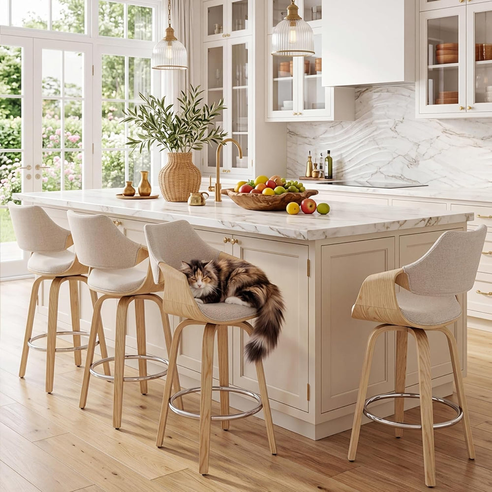 26'' Modern Barrel Swivel Counter Stools Counter Height Swivel Bar St...