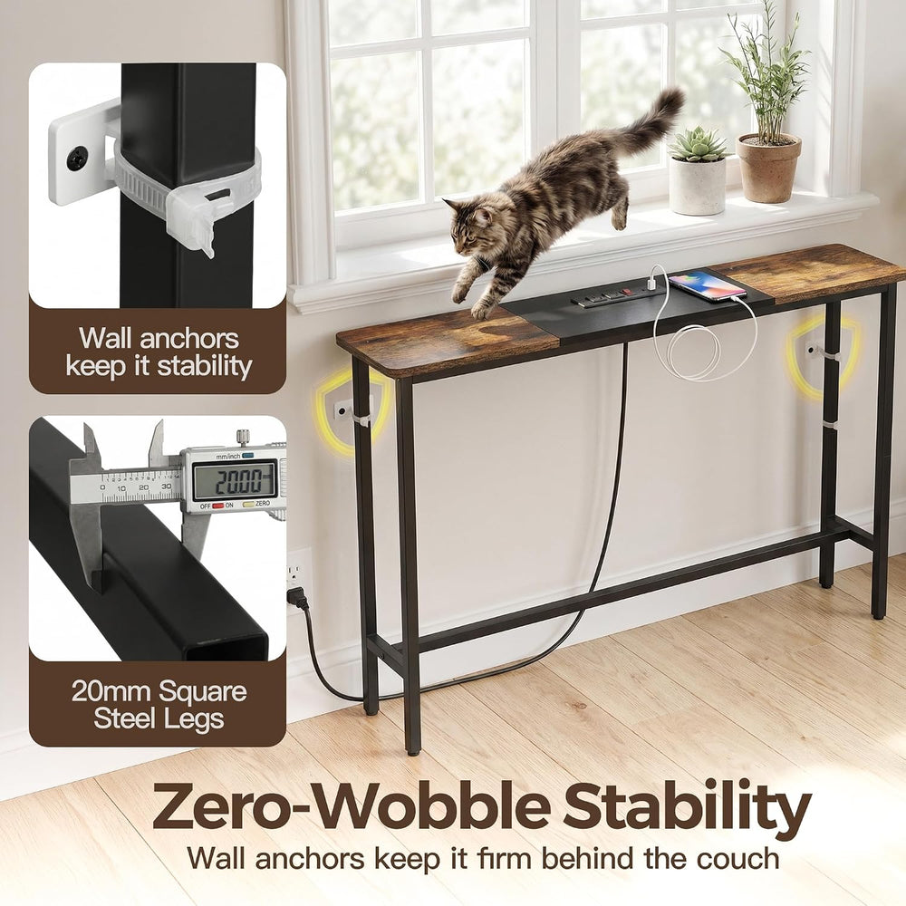 8.6" Narrow Console Table Behind Couch, 39.7” L x 32.3” H, Slim Sofa Tab...