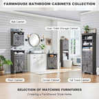 ACCOHOHO Bathroom Wall Cabinet, Farmhouse Medicine Cabinet, 24" Wide Cabinet with Drawer, Adjustable Shelf, Double Barn Doors, Storage Cabinet for Bathroom, Kitchen, Living Room, Grey Wash