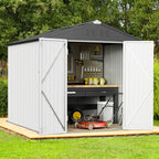 Greesum 6x4FT Outdoor Storage Shed, Utility Tool Shed Metal Storage Garden Shed with Door & Lock for Patio Storage, White