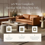 Poly & Bark Napa Leather Couch - 72 Inch Apartment Sofa with 2 Bolsters - Full-Grain Leather Sofa for Living Room with Feather-Down Topper - Living Room Couch - Vintage Italian Leather in Cognac Tan