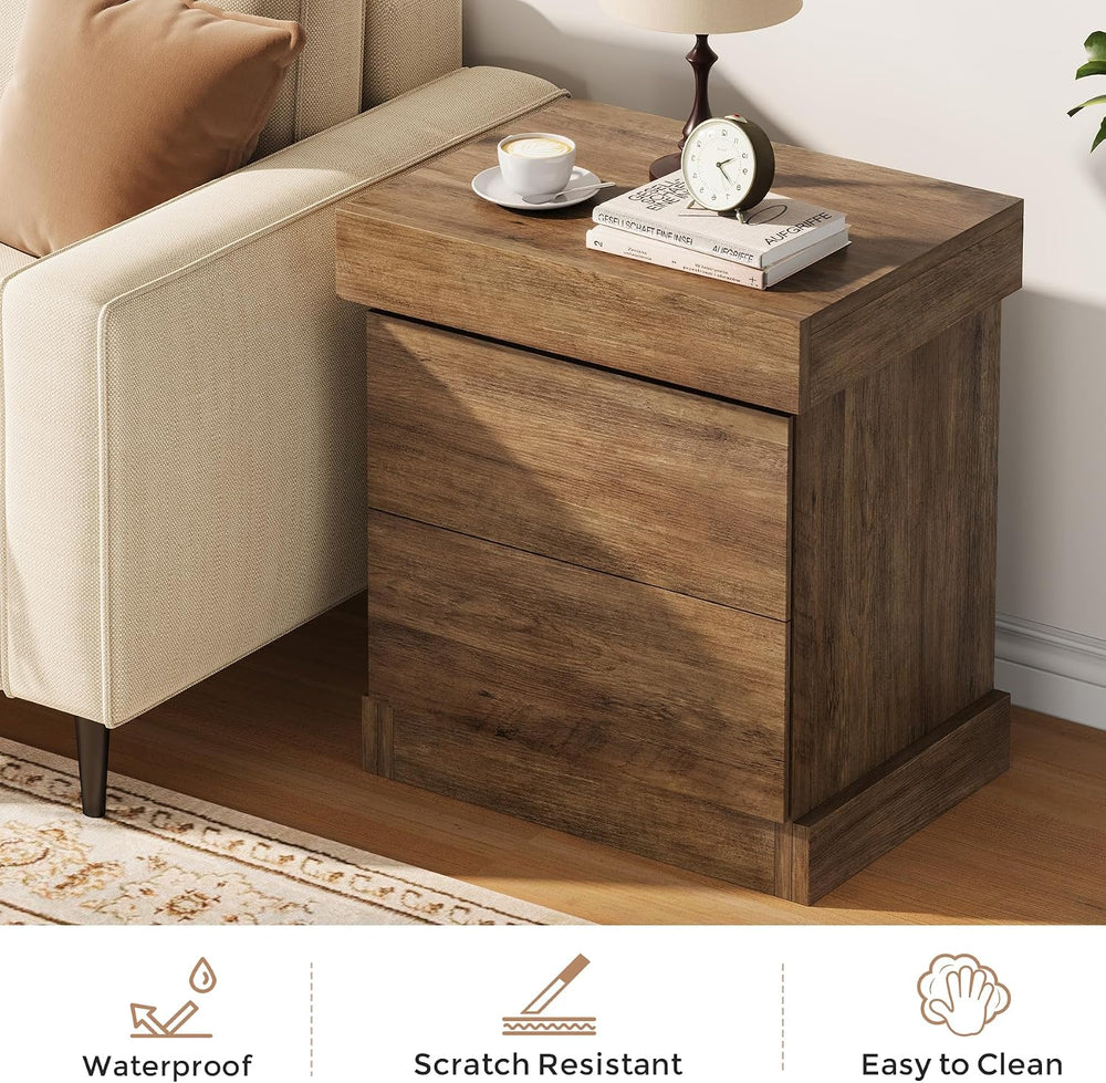 Nightstand with Gun Drawer, Farmhouse Bedside Table with Hidden Storage, Side...