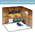 8x6 Ft Outdoor Storage Shed with Windows, Wood & Metal Tool Shed Waterproof Storage House for Outside Patio, Garden and Backyard, 4 Vents (Without Floor) Wood Color