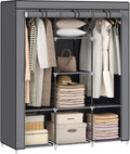 SONGMICS Portable Closet, 51.2 Inch Large Capacity Wardrobe Closet Organizer with Fabric Cover, Hanging Rods and Shelves, 51.2 x 17.7 x 66.1 Inches, for Bedroom, Living Room, Dove Grey URYG096G01