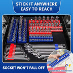 8PS Magnetic Wrench and Socket Organizer Set, Tool Trays 1/4", 3/8", 1/2" Tool Box Organizer, Metric Holder(Socket, Wrench not Included)