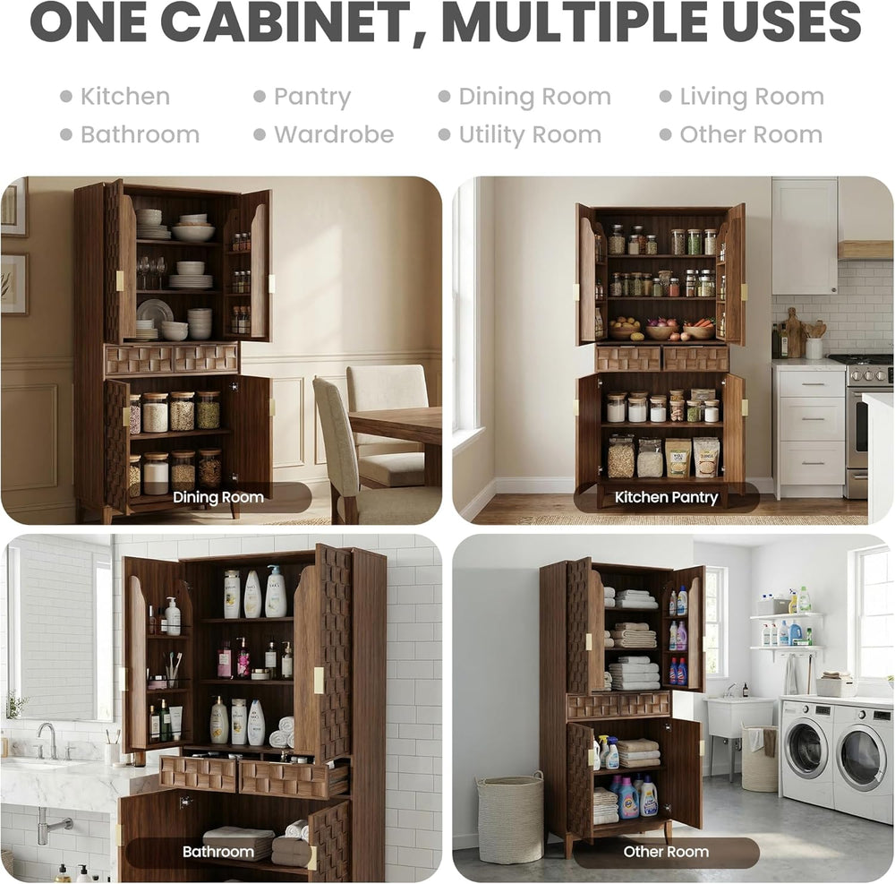 Pantry Cabinet, 71" Tall Pantry Cabinet,Modern Kitchen Cabinet with Door...