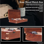 Wooden Watch Box for Men & Women, Watch Organizer & Display Case, Premium Long-Lasting Watch Holder for Storage, Elegant Gift for Watch Collectors (Wood Top, 12 Slots)