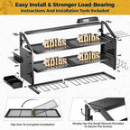 LBT Large Power Tool Organizer Wall Mount with Charging Station, 8 Drill Holder, 4 Layer Heavy Duty Metal Tool Storage Rack, 6 Power Strip, 8 Hooks, 2 Screw Boxes, Cool Gifts for Him Fathers Day