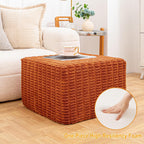Asuprui Square Pouf Ottoman Foot Rest, Orange, 20x14 in,All-One Foam Filler | Footstool Ottoman,Stuffed Pouf Ottoman,All-One Foam Filler, Footrest,Beanbag Chair,Floor Pouf for Living Room Wedding Bedroom