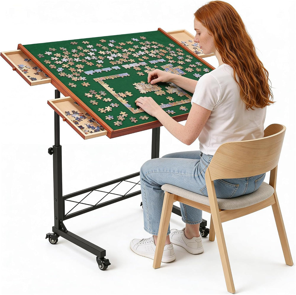 JoyBerri Jigsaw Puzzle Table with Drawers – Adjustable Height, All Ages