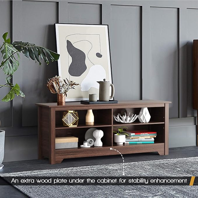 GORELAX Wooden TV Stand, Media Console Cabinet for TVs up to 65 Inch, Media Entertainment Center w/Large Storage Space & Adjustable Shelf, Farmhouse TV Stand for Living Room Bedroom