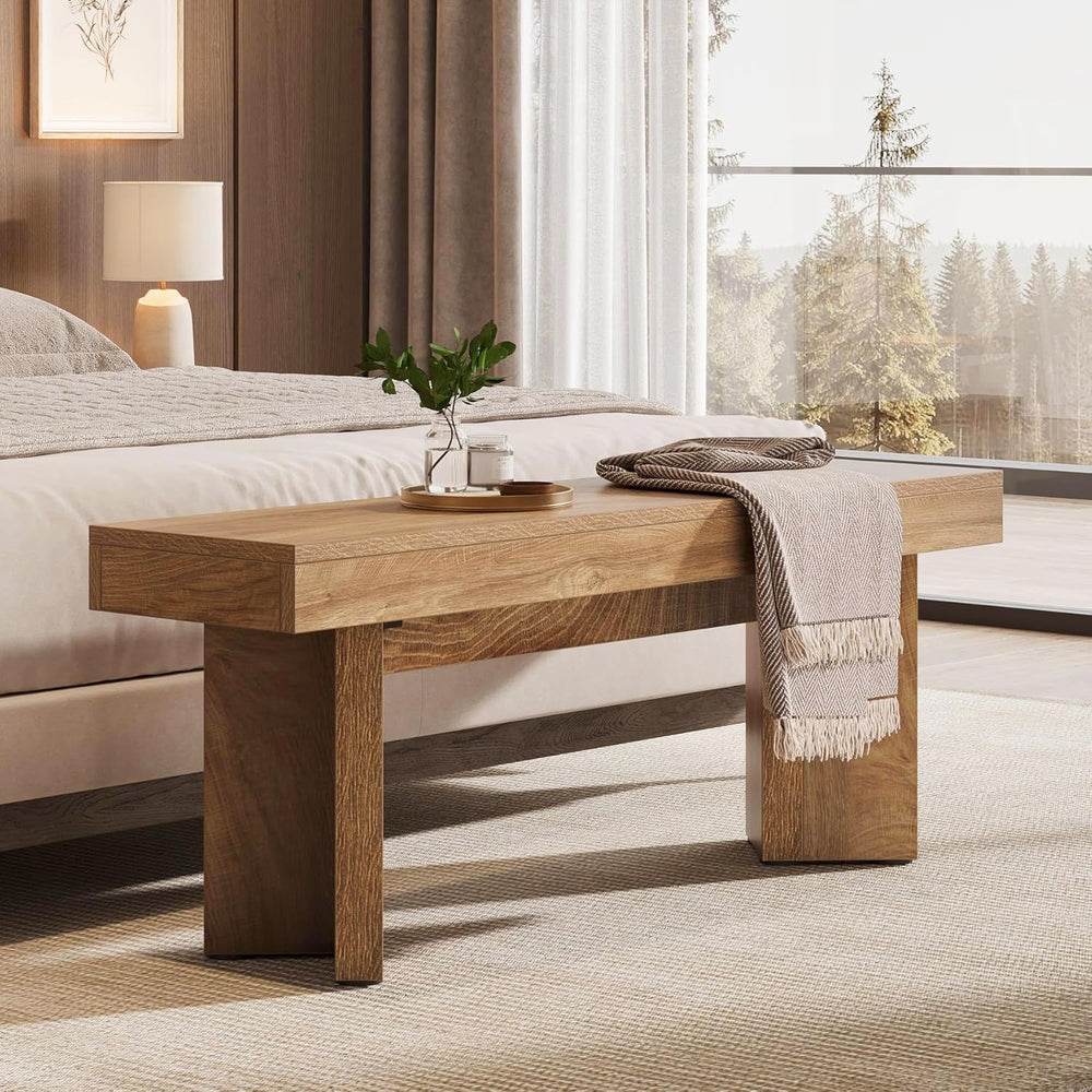 Tribesigns Farmhouse Wooden Bench | 47" Indoor Entryway Bench with Sturd...