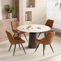 Modern Dining Chairs Set of 4,Upholstered Dining Room Chairs with Thick Cushions,Fabric Comfy Dining Chairs with Metal Legs for Dining Room Brown