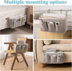 Bedside Caddy/Bedside Storage Organizer Hanging Bag with Three Options,Suitable for home beds, sofas, and dormitory beds—can hold magazines, books, phones, iPads, remote controls. (Gray)