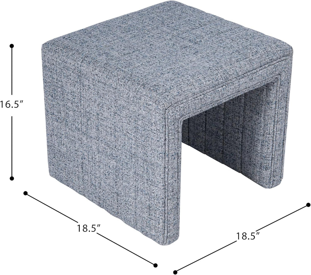 HomePop 19" Modern Waterfall Ottoman - Blue Gray Woven Fabric