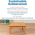 ECR4Kids 30in x 30in Square Hardwood Table with 14in Legs, Kids Furniture, Honey