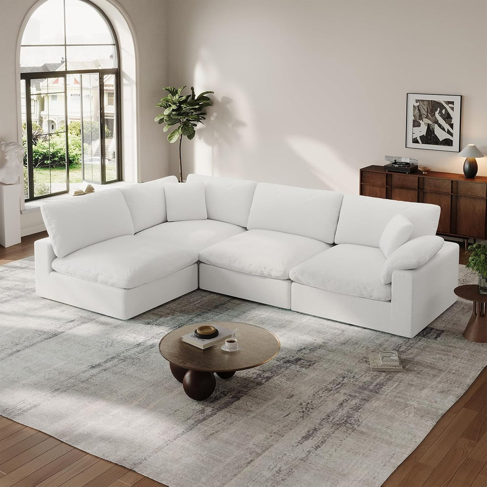 Cloud Modular Couch for Living Room,V Shape Linen Blend Sofas,Modern Deep Sea...