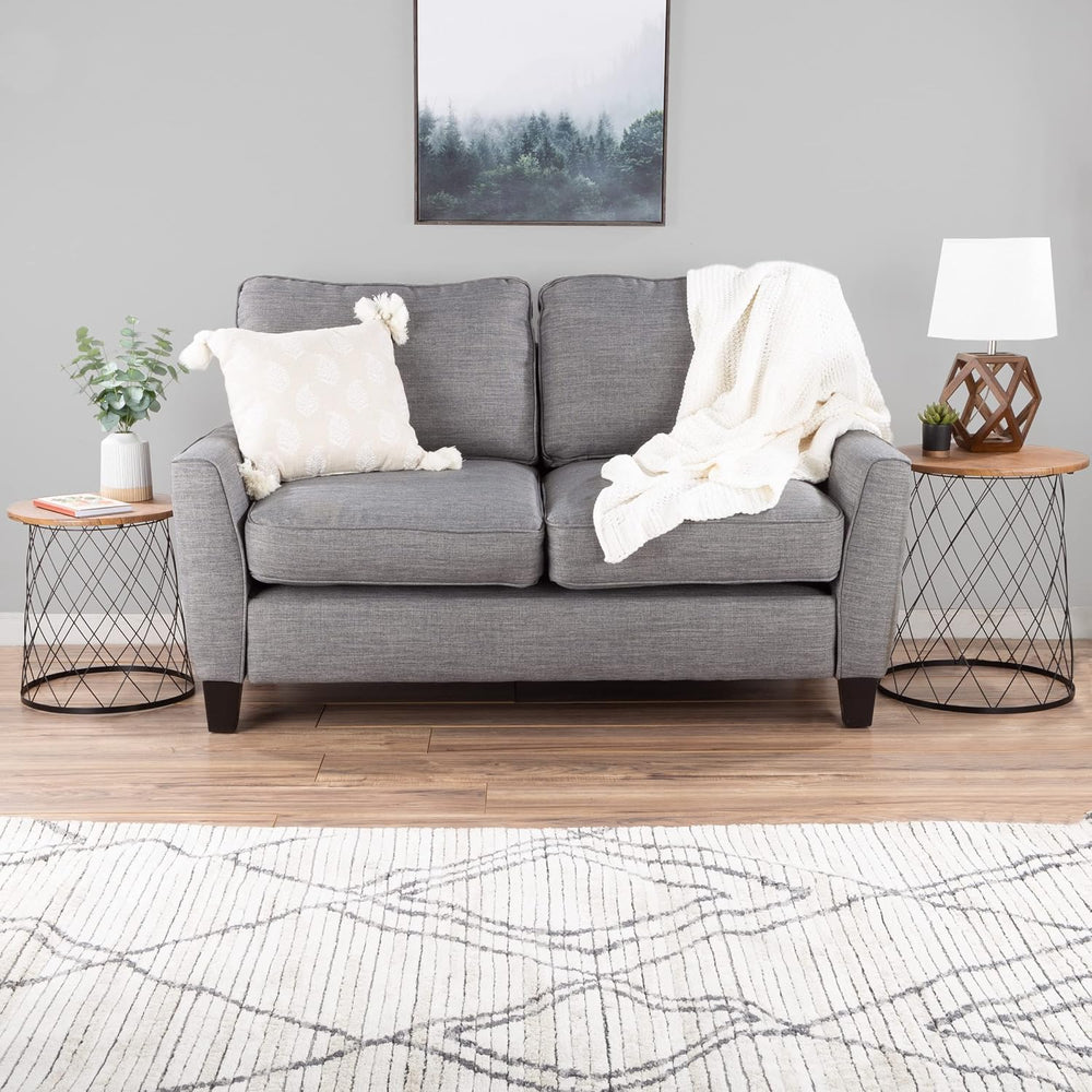 Lavish Home End Tables - Round Nesting Tables Set of 2, Brown Woodgrain | 17....