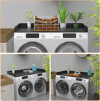 Washer Dryer Countertop, Laundry Room Wood Countertop with Edge, 54" x 27.5" Top Cover for Laundry Machine, Washer and Dryer Wood Shelf Topper for Laundry Room Counter Storage Organization, Black