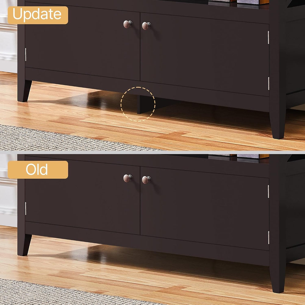 Yaheetech 42in Small TV Stand with Storage, Espresso X-Frame Media Cabinet