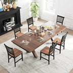 COSTWAY Dining Chairs Set of 4, Mid Century Modern Dining Room Chairs with Solid Rubber Wood Legs and Curved Backrest, Kitchen Chairs for Home, Living Room, Restaurant, Black & Walnut