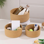 Small Basket Cotton Rope Woven Baskets for Organizing Cute Mini Tiny Baskets for Nursery Decorative Boho Round Storage Bathroom Organization Bin Open Storage Bins (Brown)