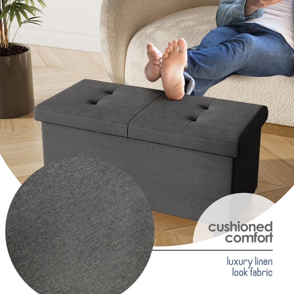 Storage Ottoman Bench with Bins, 30-in Storage Bench for Bedroom End of Bed, ...