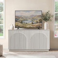 Yechen White Oak Fluted TV Stand with Arched Reeded Design Doors, Modern Entertainment Center with Storage for Up to 65 Inch, TV Media Console, TV Cabinet for Living Room, Bedroom/White Oak(1 PCS)