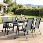 JEAREY Patio Dining Chairs Set of 4, Outdoor Stackable Dining Furniture Set, All Weather Dining Set for Lawn, Garden, Backyard, Poolside, Deep Gray