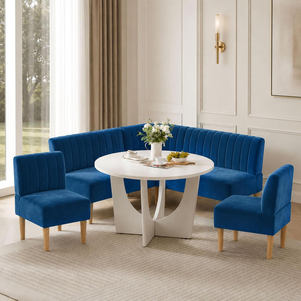 Brelice Breakfast Nook Table Set, Farmhouse 5-Piece Round Dining Table Set wi...
