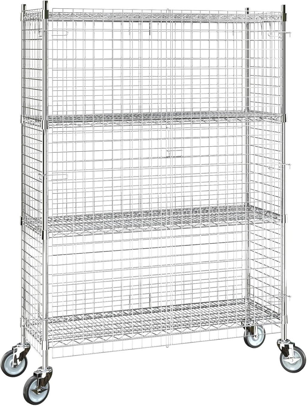 18"x48"x70" Metal Wire Chrome Security Heavy Duty Commercial NSF Certified Storage Unit | Mobile Wire Security Cage Kit