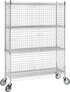 18"x48"x70" Metal Wire Chrome Security Heavy Duty Commercial NSF Certified Storage Unit | Mobile Wire Security Cage Kit