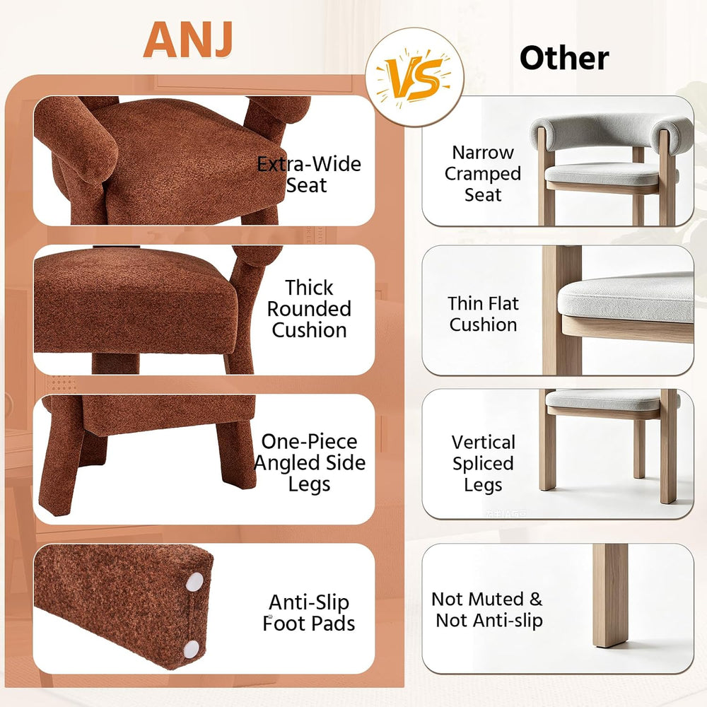 ANJ Modern Chenille Accent Chair, Barrel Armchair with Solid Wood Legs & ...