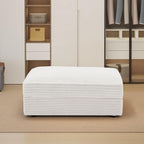 Modern Corduroy Sofa Storage Ottoman, Upholstered Memory Foam Footrest (Beige Footrest)