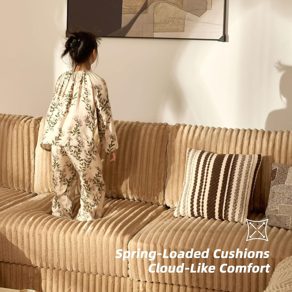 GOSUHI 139" U-Shaped Cloud Couch, Modular Sectional, Deep Seats, Camel |...