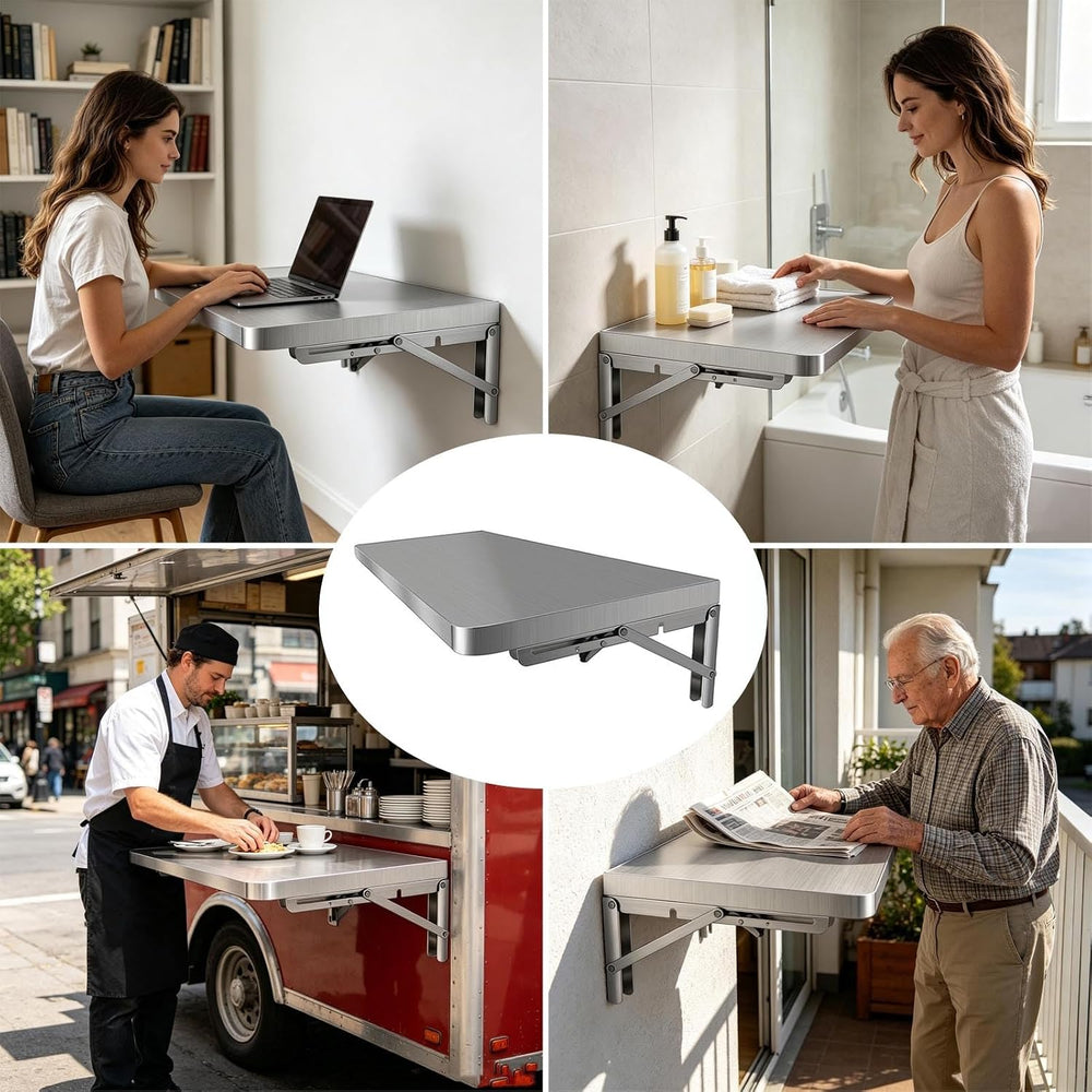 304 Stainless Steel Wall Mount Folding Table 16 20 24 28 32 36 40 43 47 51 59...