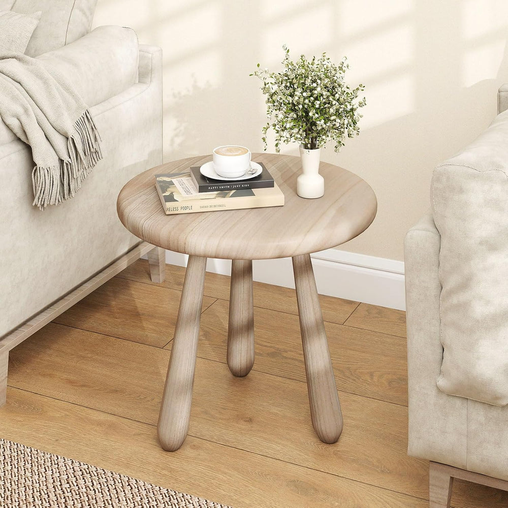 Tangkula Mahogany Wood Side Table, 18” Round Small Accent End Table with Thic...