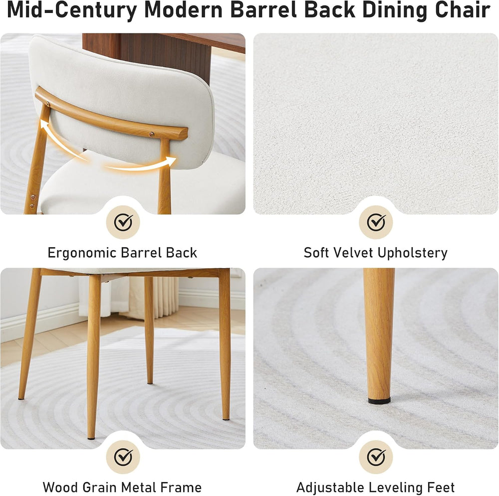 weselon Mid-Century Modern Dining Chairs Set of 4, Upholstered Velvet Dining ...