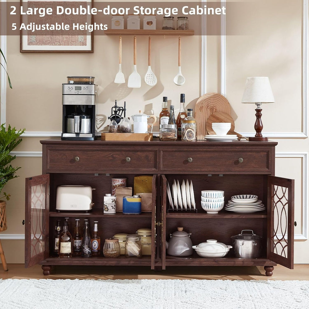 Joaxswe Farmhouse Sideboard Buffet Cabinet with Storage,59" Large Creden...
