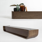 Kazai. Wall-Mounted Coat Rack 'Toke' - Modern Design Coat Rack with Hidden Wall Hooks - Solid Wood Veneer Panel Coat Hanger - Oak, Dark