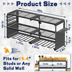 Power Tool Organizer Wall Mount, 300Lbs Load 3 Layer Heavy Duty Metal Tool Shelf with 8 Drill Holders, Garage Workshop Storage for Cordless Tools Batteries Screwdrivers(Black)