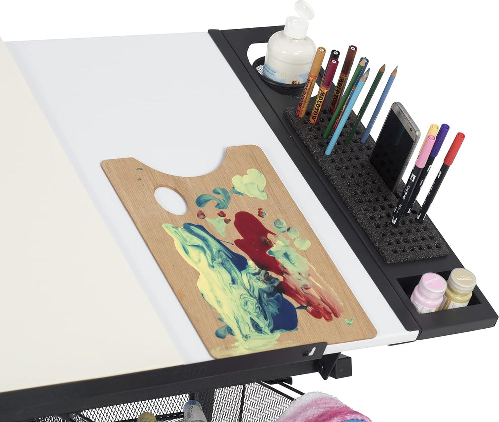 Fusion Drafting Table with Stool, Height Adjustable Desk with Tilt Top, Charc...