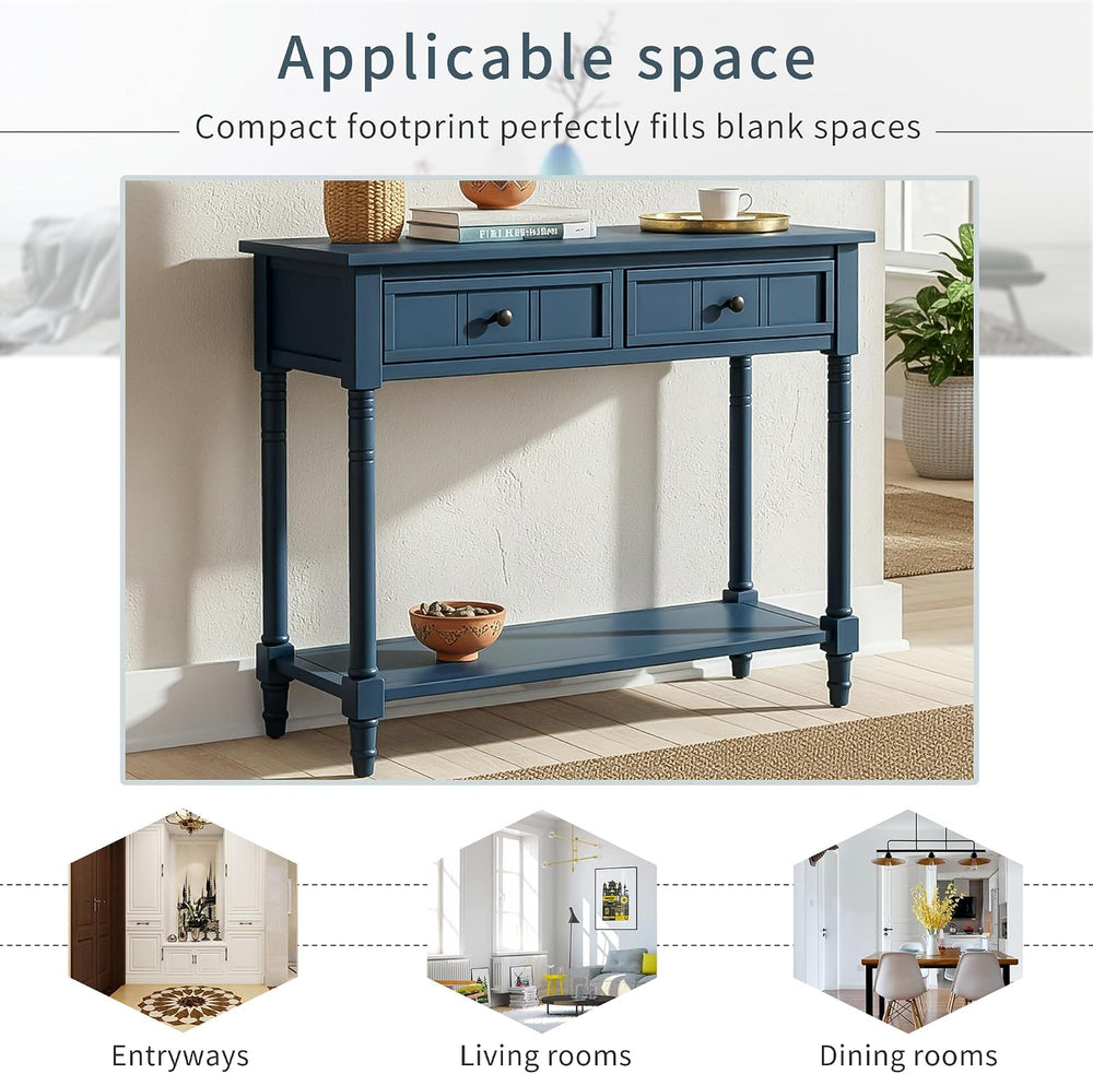 Merax Long Narrow Entryway Console Table with Storage Drawers and Bottom Shel...