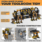 Upgrade Large Power Tool Organizer Wall Mount with Charging Station, 6.5FT Power Strip, 10 Drill Holders, and Storage Rack for Garage Organization