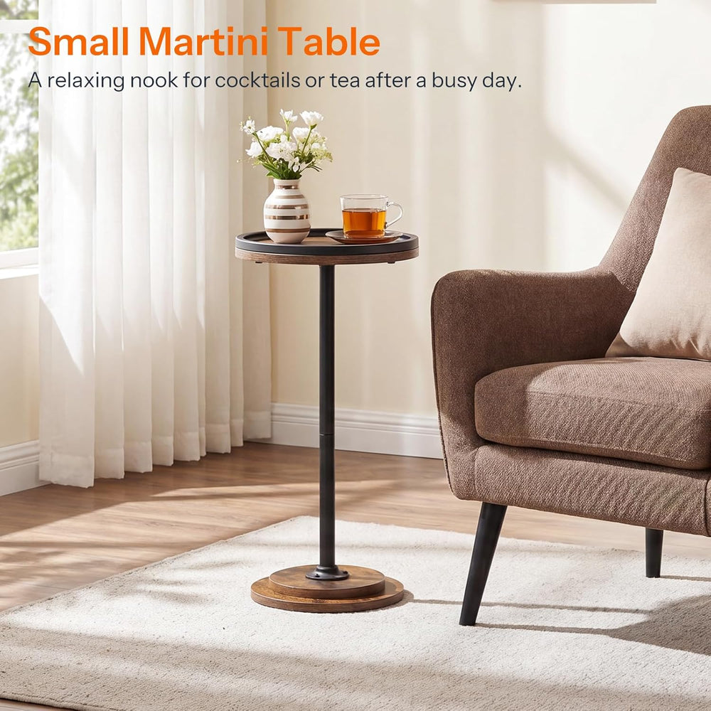 HOOBRO Small Round Side Table, Drink Table, Coffee Martini Table with Pedesta...